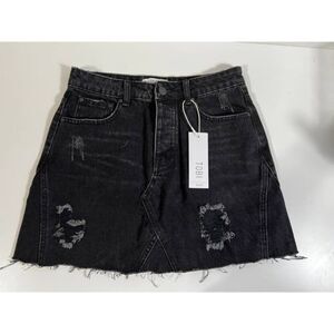 TOBI Black Distresses Denim‎ Mini Skirt NWT Sz. Medium